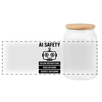 Artificial Intelligence - AI Rules - Panoramic Cookie Jar with Wooden Lid - white - Front