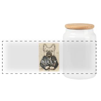 The Bully of Wall Street - Panoramic Cookie Jar with Wooden Lid - white - Front
