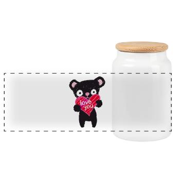 Love Bear - Panoramic Cookie Jar with Wooden Lid - white - Front