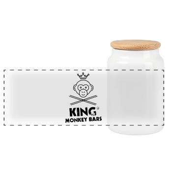 King of Monkey Bars - Boîte à biscuits avec couvercle en bois - blanc - Devant
