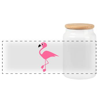 flamant - Boîte à biscuits avec couvercle en bois - blanc - Devant