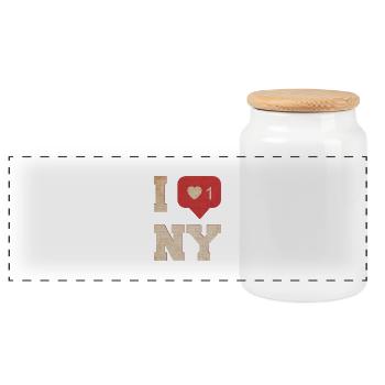 I Love NY - Boîte à biscuits avec couvercle en bois - blanc - Devant