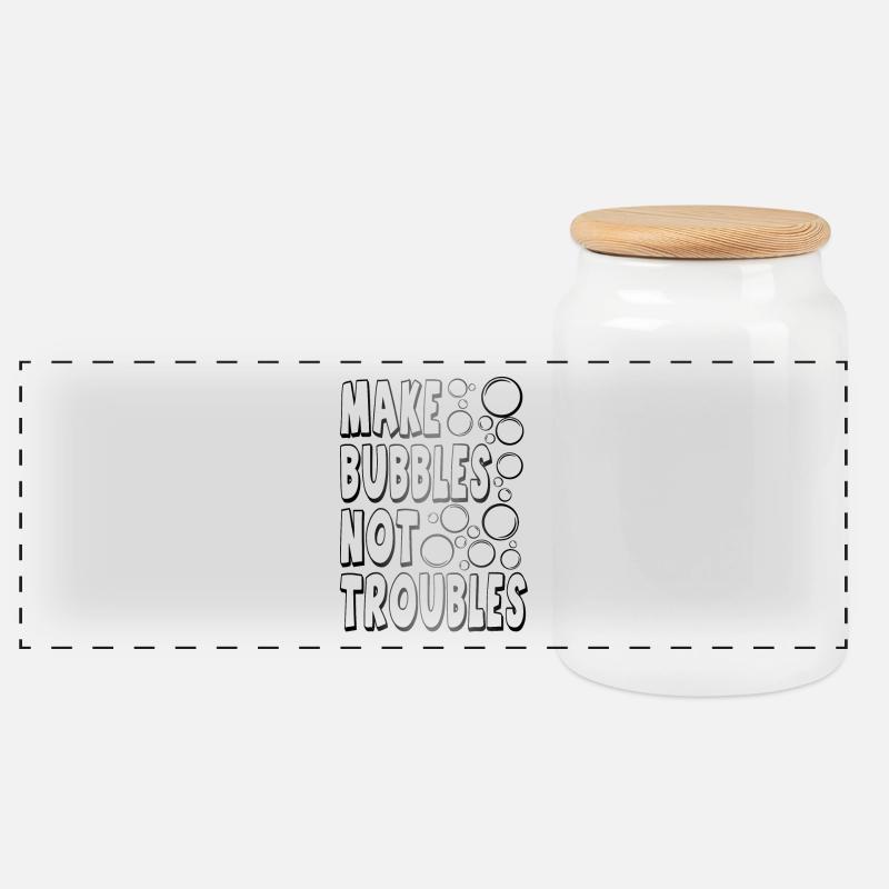 Bubbles002 - Panoramic Cookie Jar with Wooden Lid - white