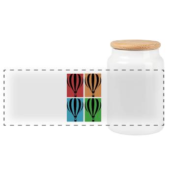 Hot air balloon collage - Panoramic Cookie Jar with Wooden Lid - white - Front