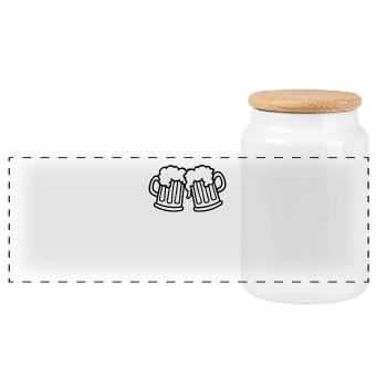 beer - Panoramic Cookie Jar with Wooden Lid - white - Front