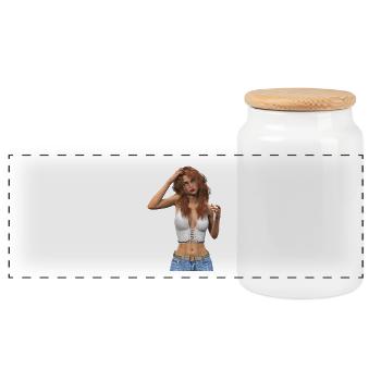 Sexy girl - Panoramic Cookie Jar with Wooden Lid - white - Front