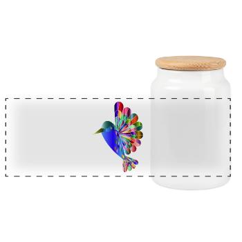 Colibri mosaïque colorée cadeau idée cadeau - Boîte à biscuits avec couvercle en bois - blanc - Devant