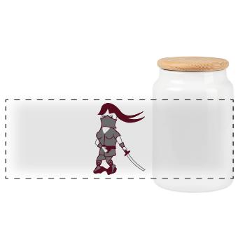 Dessin animé Ninja Idée de cadeau d’épée fantaisie - Boîte à biscuits avec couvercle en bois - blanc - Devant