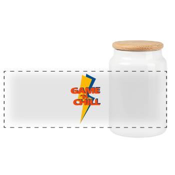 Game 'n Chill - Panoramic Cookie Jar with Wooden Lid - white - Front