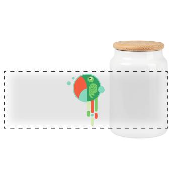 Colorful parrot - bande dessinée drôle cadeau oiseau - Boîte à biscuits avec couvercle en bois - blanc - Devant