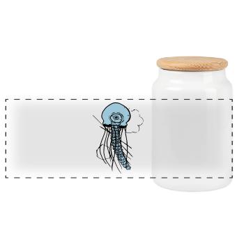 méduse - Boîte à biscuits avec couvercle en bois - blanc - Devant