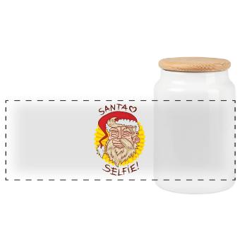 Santa Père Noël - Boîte à biscuits avec couvercle en bois - blanc - Devant