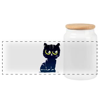 Black Cat 2 - Panorama Keksdose mit Holzdeckel - Weiß - Vorne