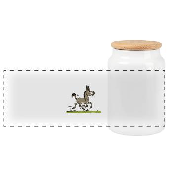 Je crâne avec mon âne (gris,texte blanc - Boîte à biscuits avec couvercle en bois - blanc - Devant