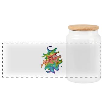 Psychedelic Egg # 2 - Panoramic Cookie Jar with Wooden Lid - white - Front