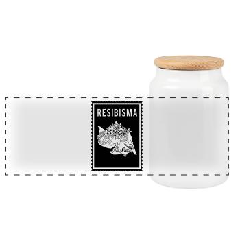 Resibisma - Wayang - Panoramic Cookie Jar with Wooden Lid - white - Front
