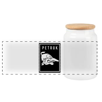 Petruk - Wayang - Panoramic Cookie Jar with Wooden Lid - white - Front