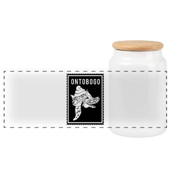 Ontobogo - Wayang - Panoramic Cookie Jar with Wooden Lid - white - Front