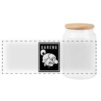 Gareng - Wayang - Panoramic Cookie Jar with Wooden Lid - white - Front