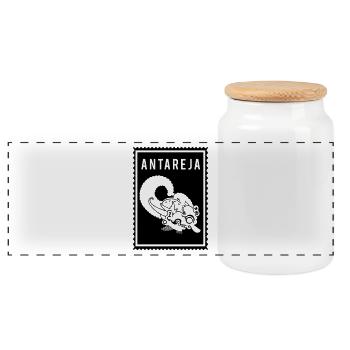 Antareya - Wayang - Panoramic Cookie Jar with Wooden Lid - white - Front