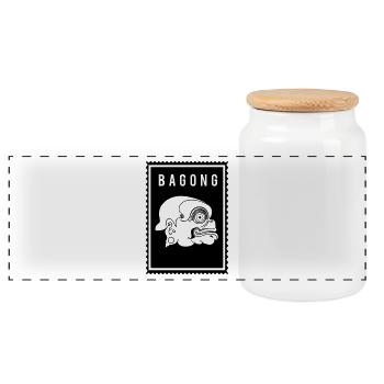 Bagong - Wayang - Panoramic Cookie Jar with Wooden Lid - white - Front