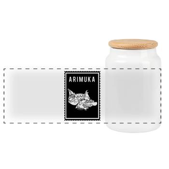 Arimuka - Wayang - Panoramic Cookie Jar with Wooden Lid - white - Front