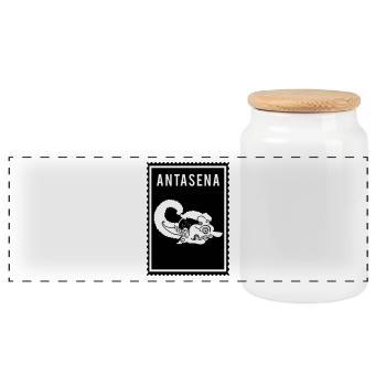 Antasena - Wayang - Panoramic Cookie Jar with Wooden Lid - white - Front