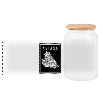 Abiasa -Wayang - Panoramic Cookie Jar with Wooden Lid - white - Front