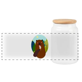 Bär mit Eis - Panorama Keksdose mit Holzdeckel - Weiß - Vorne