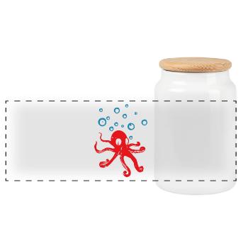 Octopus - Panorama Keksdose mit Holzdeckel - Weiß - Vorne