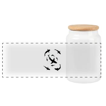 Sharks - Sharks - Panoramic Cookie Jar with Wooden Lid - white - Front