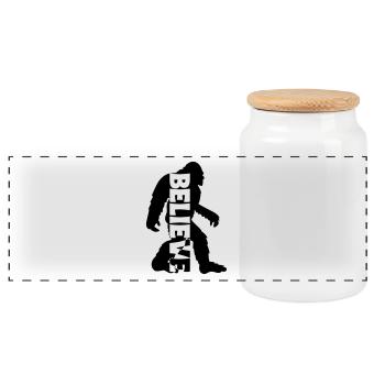 Big Foot Bigfoot Yeti Monster Believe Gift - Panoramic Cookie Jar with Wooden Lid - white - Front