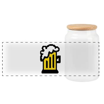 Beer Pixel Art - Panoramic Cookie Jar with Wooden Lid - white - Front
