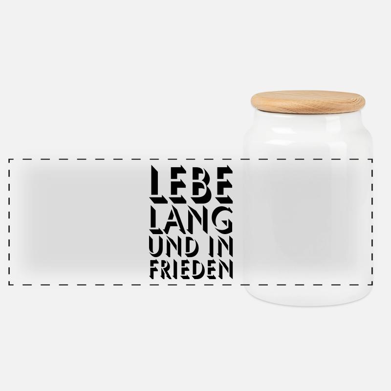 LEBE LANG - Panorama Keksdose mit Holzdeckel - Weiß