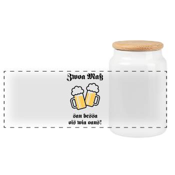 Zwoa Maß San Bessa Ois Wia Oans! (Bier Trinken) - Panorama Keksdose mit Holzdeckel - Weiß - Vorne