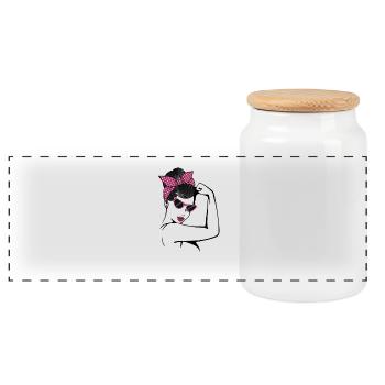 Retro Rockabilly Girl Gift - Panoramic Cookie Jar with Wooden Lid - white - Front