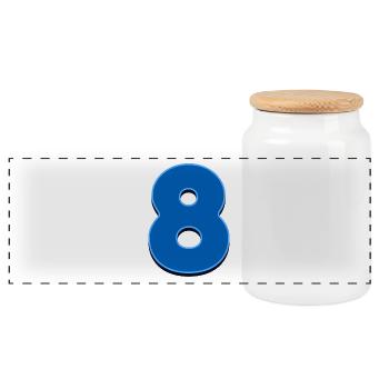 8 - Eight - Panoramic Cookie Jar with Wooden Lid - white - Front