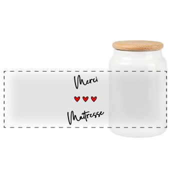 MERCI. MERCI MAÎTRESSE. CADEAU MAÎTRESSE. VACANCES - Boîte à biscuits avec couvercle en bois - blanc - Devant