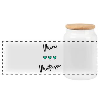 MERCI. MERCI MAÎTRESSE. CADEAU MAÎTRESSE. VACANCES - Boîte à biscuits avec couvercle en bois - blanc - Devant