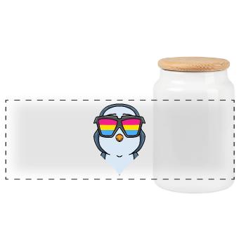 Pansexual Penguin Gift - Panoramic Cookie Jar with Wooden Lid - white - Front