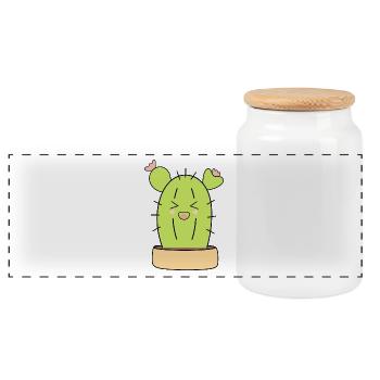 Kawaii Kaktus Kawaii Pflanze Kawaii Sticker lustig - Panorama Keksdose mit Holzdeckel - Weiß - Vorne