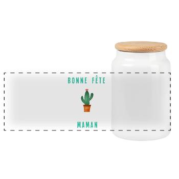 BONNE FÊTE. FÊTE DES MÈRES. FÊTE DES PÈRES. FÊTE - Boîte à biscuits avec couvercle en bois - blanc - Devant