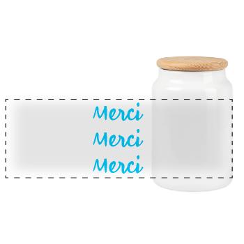 MERCI. THANKS. THANK YOU. ANNIVERSAIRE. NAISSANCE. - Boîte à biscuits avec couvercle en bois - blanc - Devant