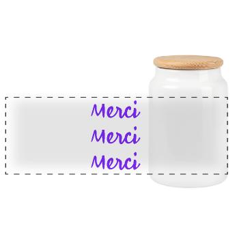 MERCI. THANKS. THANK YOU. ANNIVERSAIRE. NAISSANCE. - Boîte à biscuits avec couvercle en bois - blanc - Devant