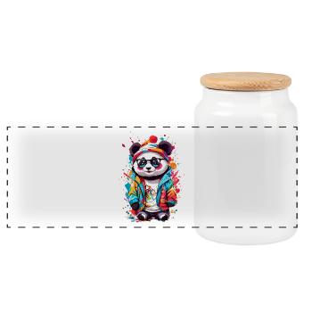 Coole Panda - Panorama Keksdose mit Holzdeckel - Weiß - Vorne