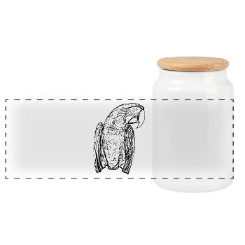 Parrots - Panoramic Cookie Jar with Wooden Lid - white - Front
