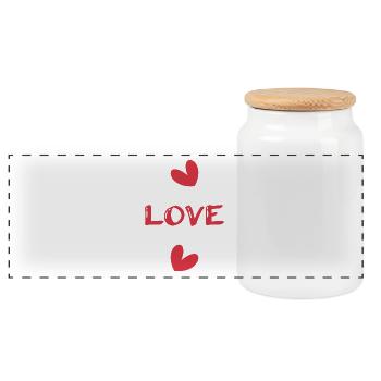 HEART. HEARTS. VALENTINE'S DAY. LOVE. LOVE. COUPLE. - Panoramic Cookie Jar with Wooden Lid - white - Front