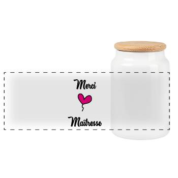 THANK YOU. MISTRESS. THANK YOU MISTRESS. MISTRESS - Panoramic Cookie Jar with Wooden Lid - white - Front