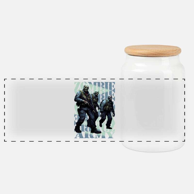 Zombie Armee - Panorama Keksdose mit Holzdeckel - Weiß