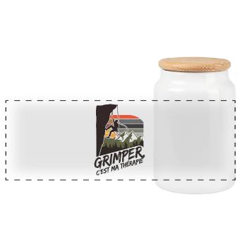 Escaladeur grimper c'est maTherapie - Boîte à biscuits avec couvercle en bois - blanc - Devant